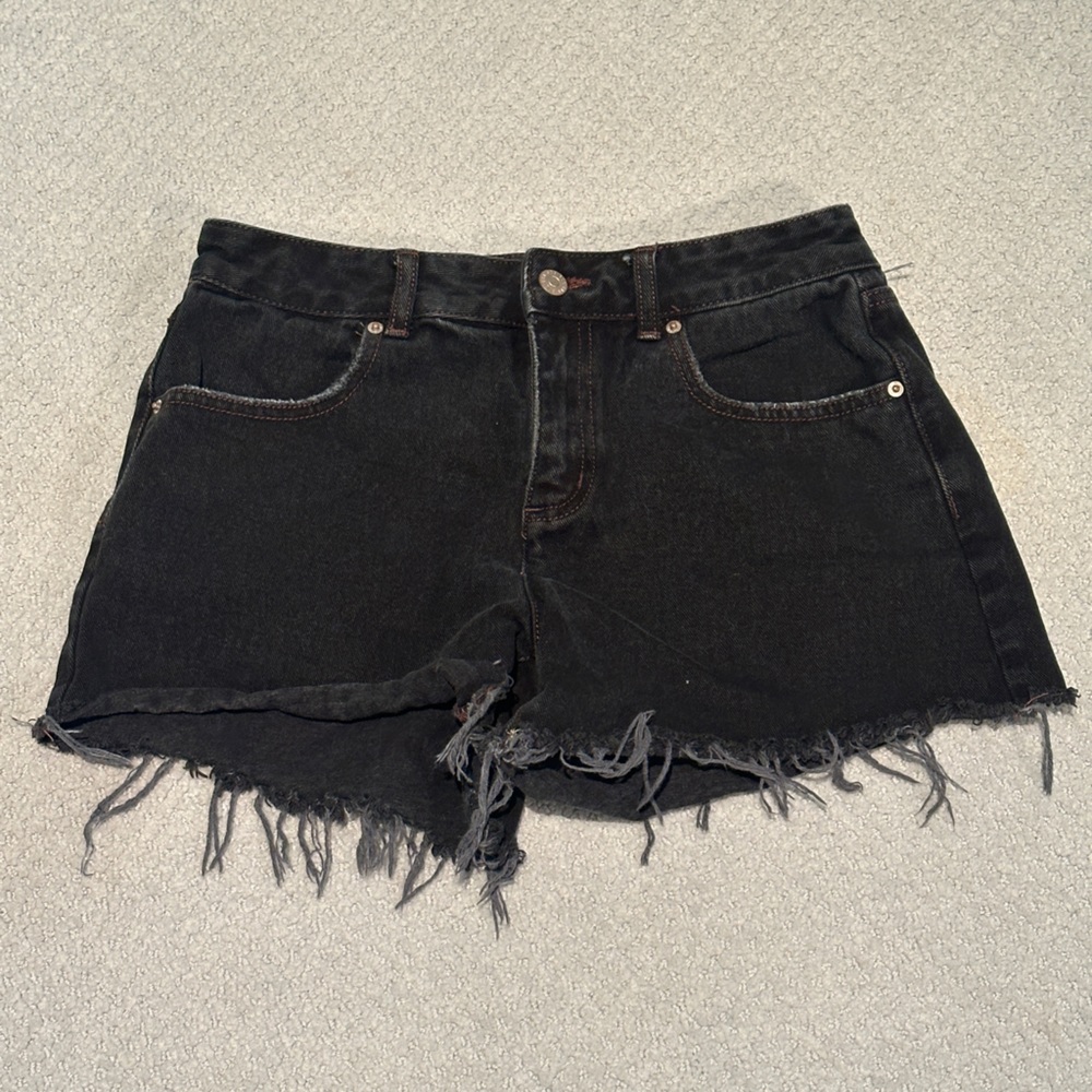 BDG Black Frayed Hem Jean Shorts